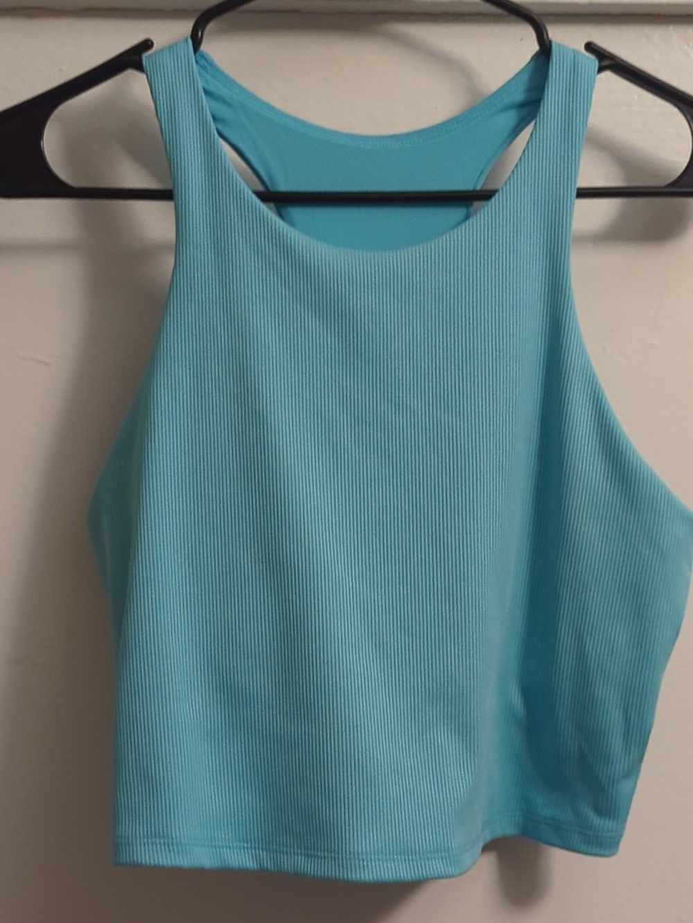 All In Motion • Turquoise Ribbed High Neck Cropped Tank